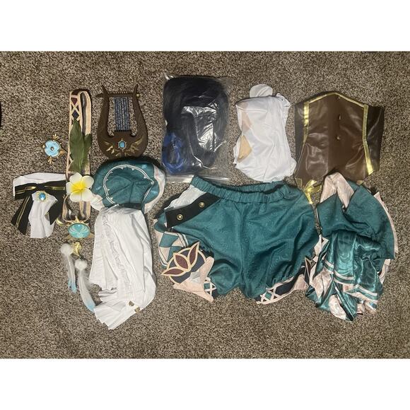 Game Genshin Impact Venti Cosplay Costume Size S 3D Printed Harp - Picture 2 of 5